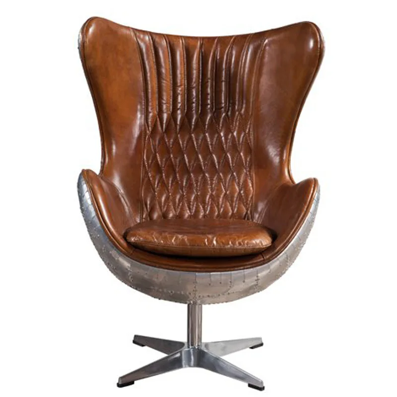 Rotating accent chair metal Italian design office modern velvet or leather living room furniture pilot armchair