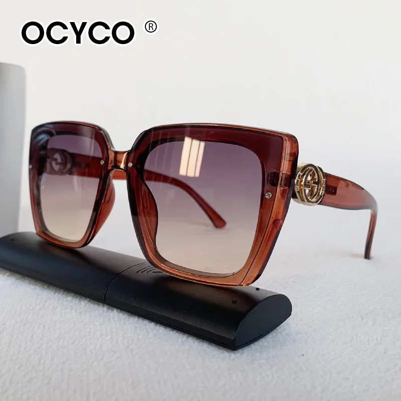 خمر مربع النظارات الشمسية النساء الرجال العلامة التجارية مصمم الأزياء إلكتروني نظارات شمسية UV400 للجنسين إطار كبير نظارات للسفر #6