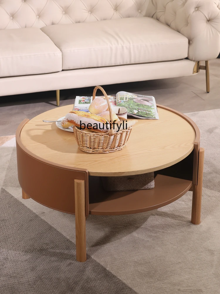 Small Apartment Solid Wood Tea Table Modern Minimalist Black Walnut round Japanese Tatami Table Small Tea Table Pod