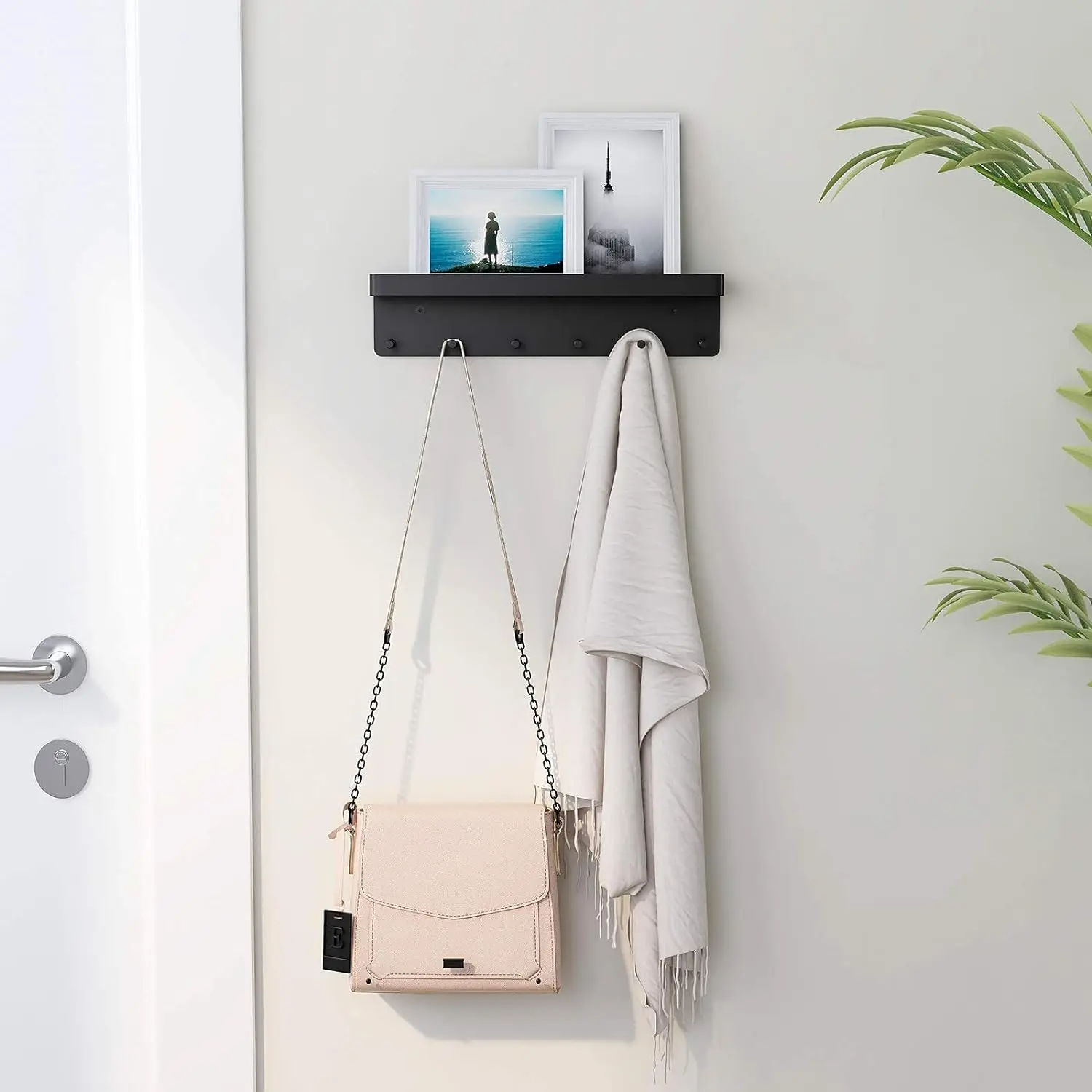 Key Holder Wall Mount Key Holder Wall Mount Adhesive with Mail Organizer Tray with 6 Key Hooks for Wall
