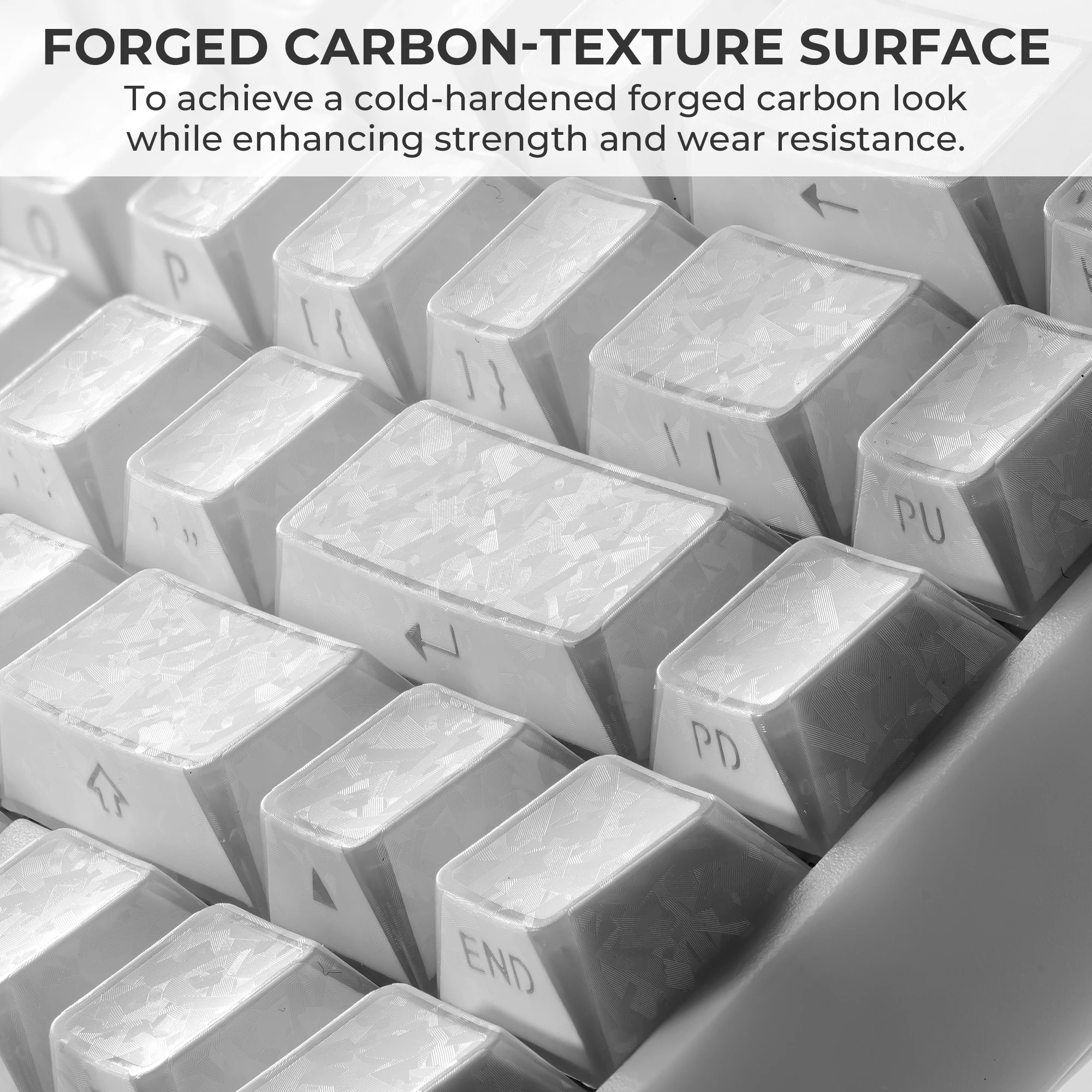XVX White Shadow Forged Carbon Shine-Through Cherry Profile 136-Key PBT Side Print Keycap Set