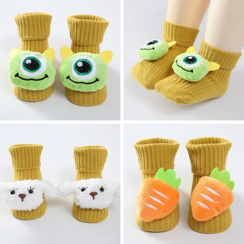 0-1Y Cute 3D Newborn Baby Socks Winter Cartoon Socks Thick Warm Anti Slip Stocking Toddler Kids Soft Cotton Foot Warmers