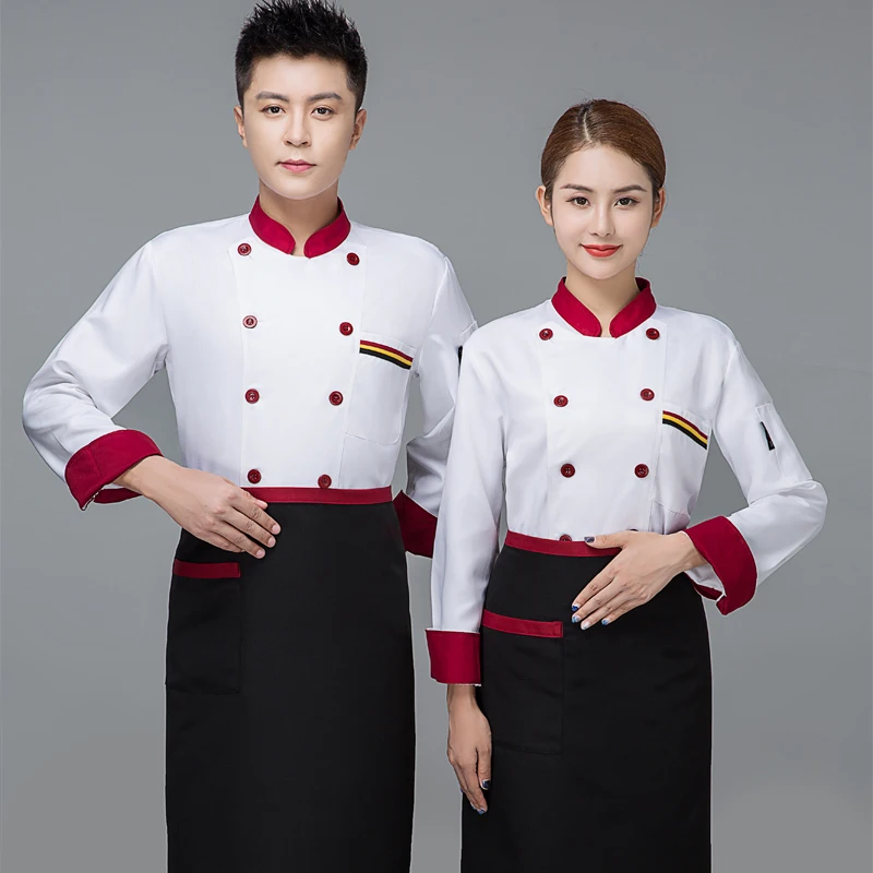 2023 Hot Selling Chef's Long Sleeve Jacket For Mens Hotel Restaurant Western Food Kitchen Cooker Work Uniforms Women's Chef Coat