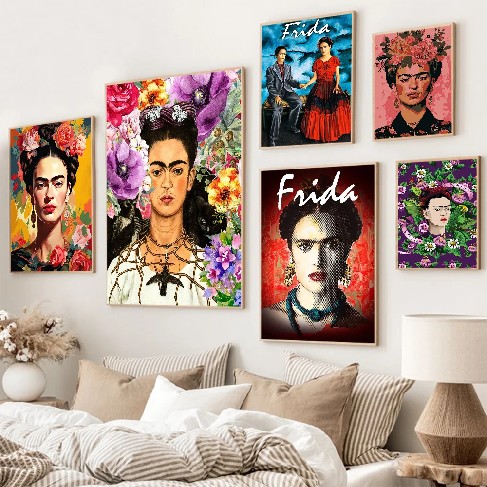 F-Frida K-Kahlo Movie Movie Sticky Posters Fancy Wall Sticker For Living Room Bar Decoration Vintage Decorative Painting