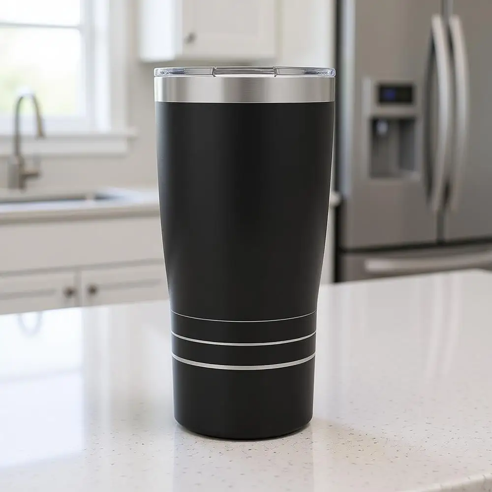 

Термокружка из нержавеющей стали с тройными стенками и порошковым покрытием, сохраняющая напитки холодными и горячими, 20 унций, цвет оникс