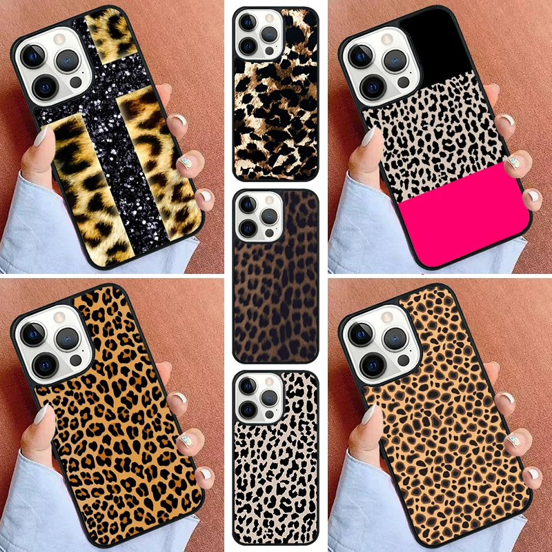 Animal Print Cheetah Black and Brown Phone Case For iPhone 16 15 14 Pro 11 13 12 Mini Max SE 2020 6S 7 8 Plus Cover Capa