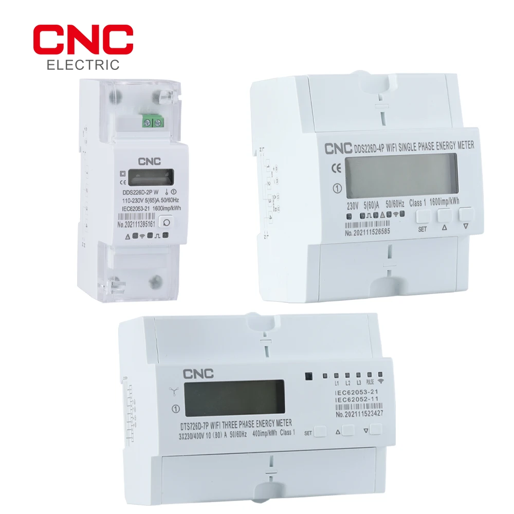 CNC WIFI Smart DDS226D Series 50/60Hz Single/Three Phase Energy Meter Timer Power Consumption Monitor kWh Meter Wattmeter