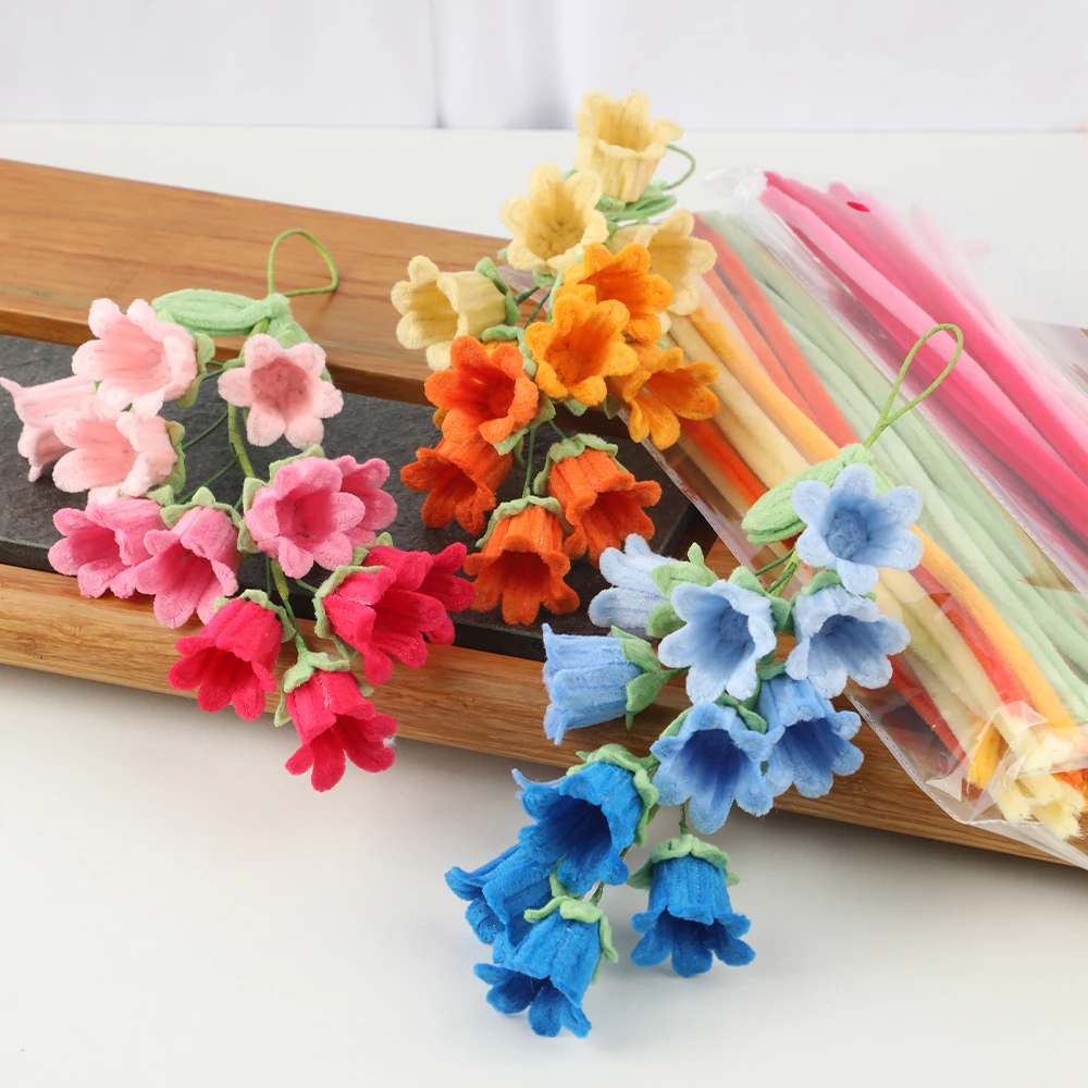 3 Colors Handmade DIY Pipe Cleaner Bouquet Kit Gradient Lily of the Valley Flowers Home Decor Craft Handmade Material Kit view 4