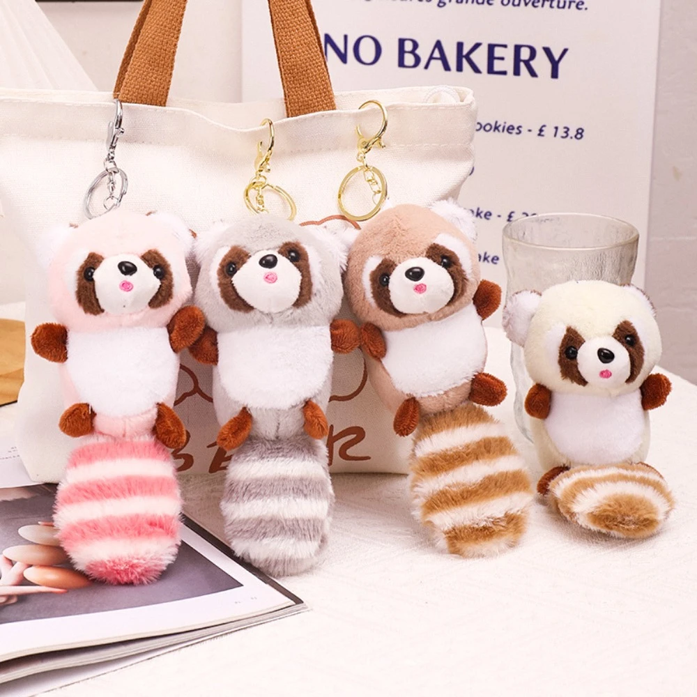 Cartoon 20cm Plush Pendant Raccoon Multicolor Raccoon Keychain Soft Backpack Accessorie