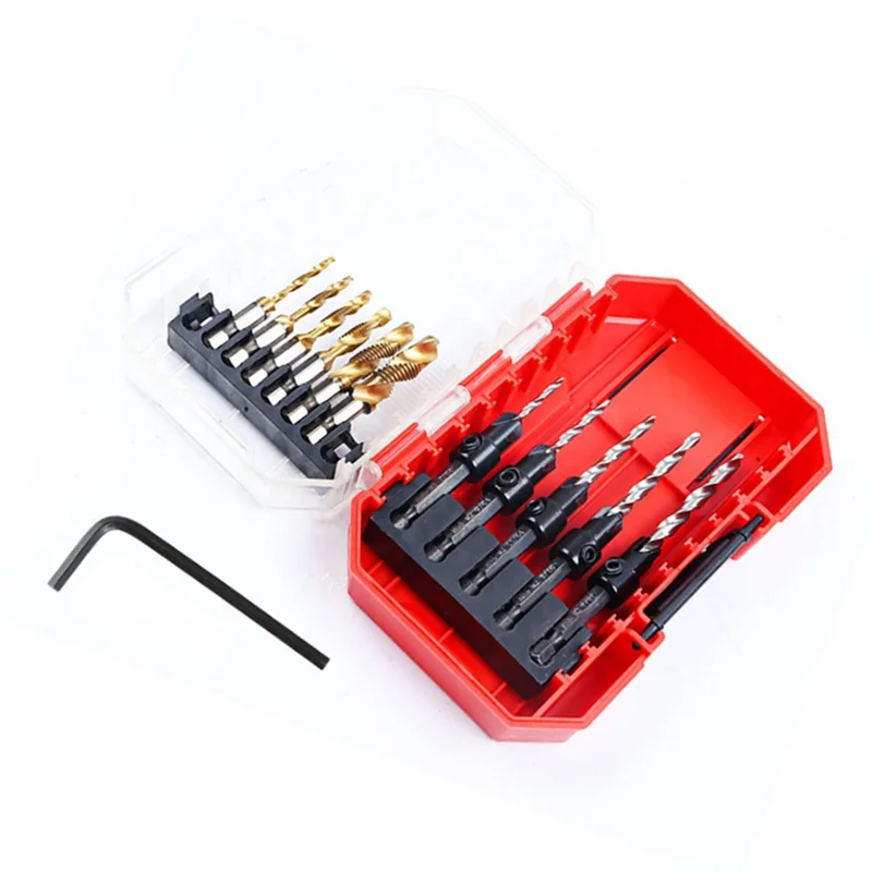 

SOFT-Tapping Drill Bit Hexagonal Handle Countersunk Screw Tap For Woodworking Drilling