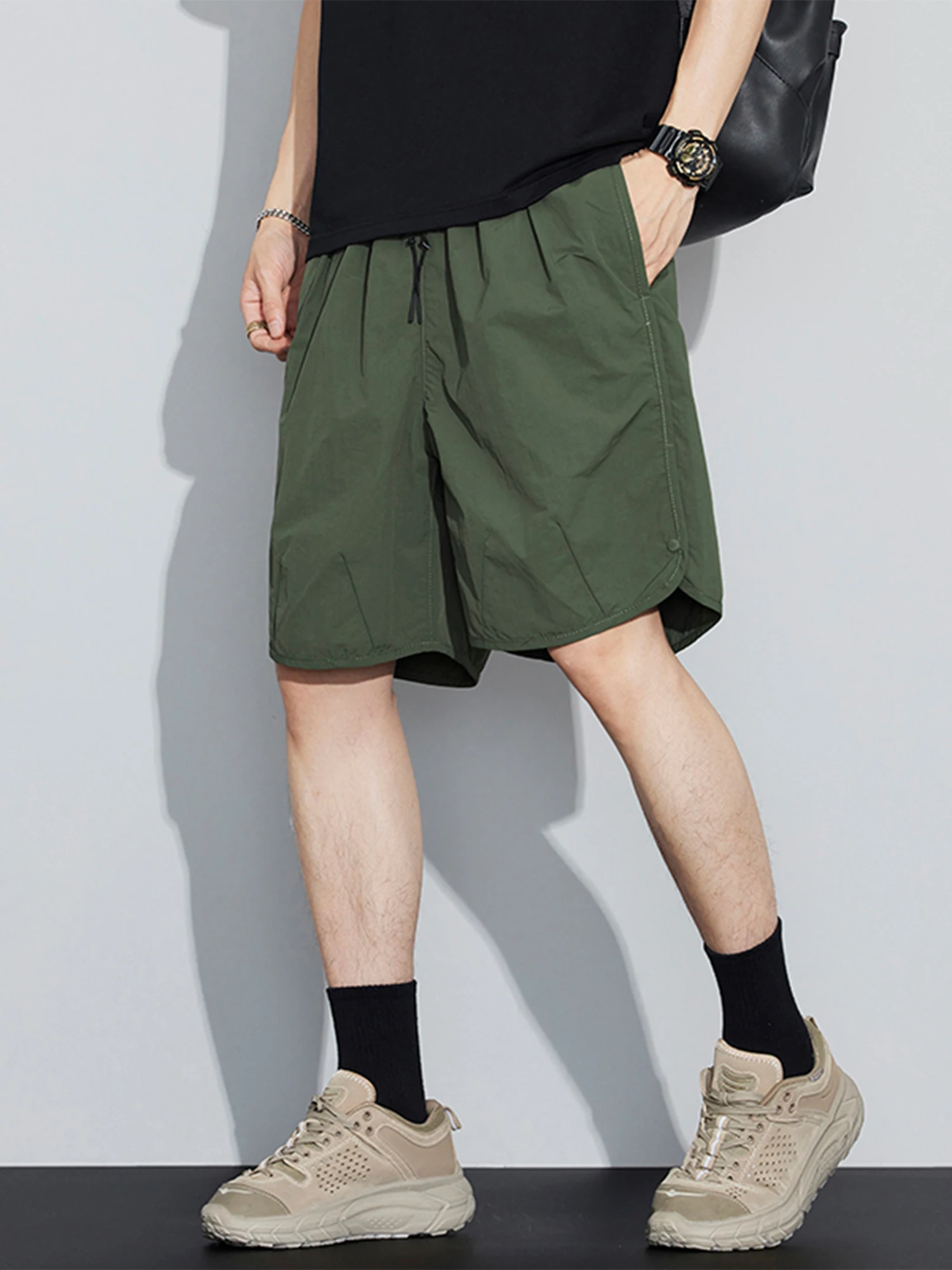 

Мужские летние тонкие брюки Military een из ледяного шелка с пятью точками, свободные прямые брюки средней длины в американском стиле для бейсбола