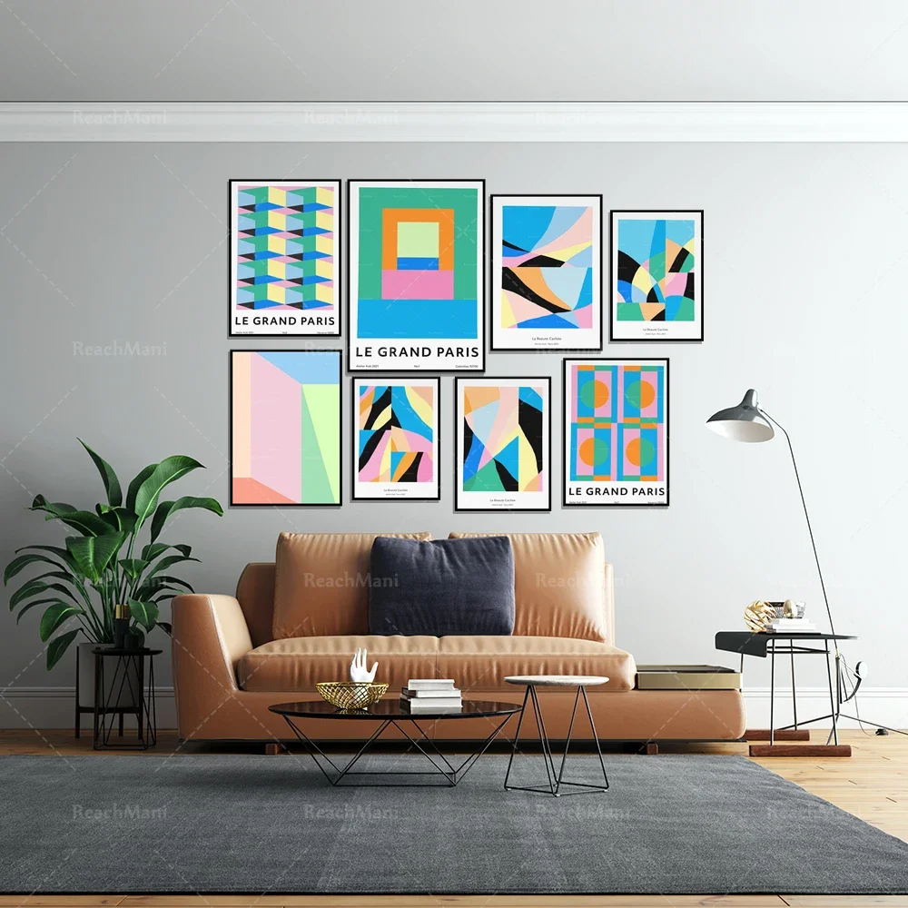 Hidden beauty prints, abstract artwork, color block posters, architectural prints generation art