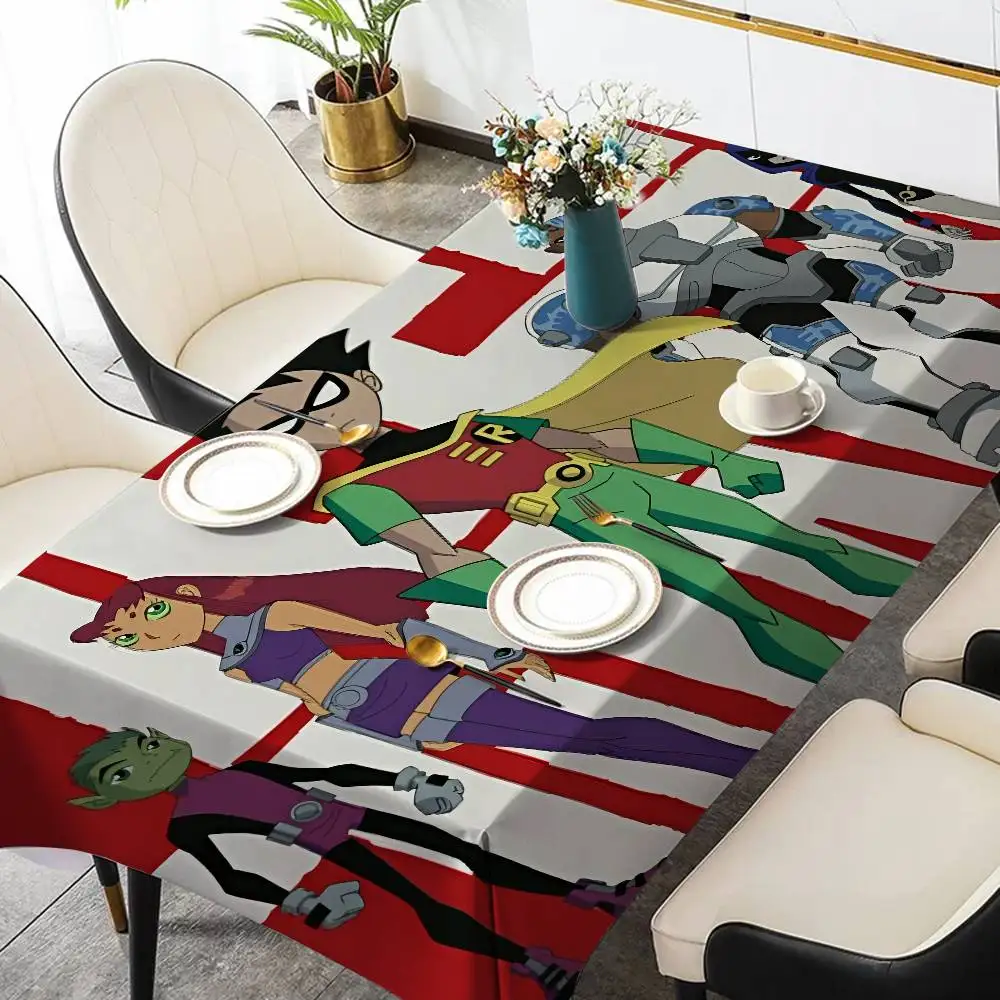T-Teen T-Titans Go Home Tablecloths Dining Decoration And Rectangular Table Accessories Waterproof Cloth Anti-stain