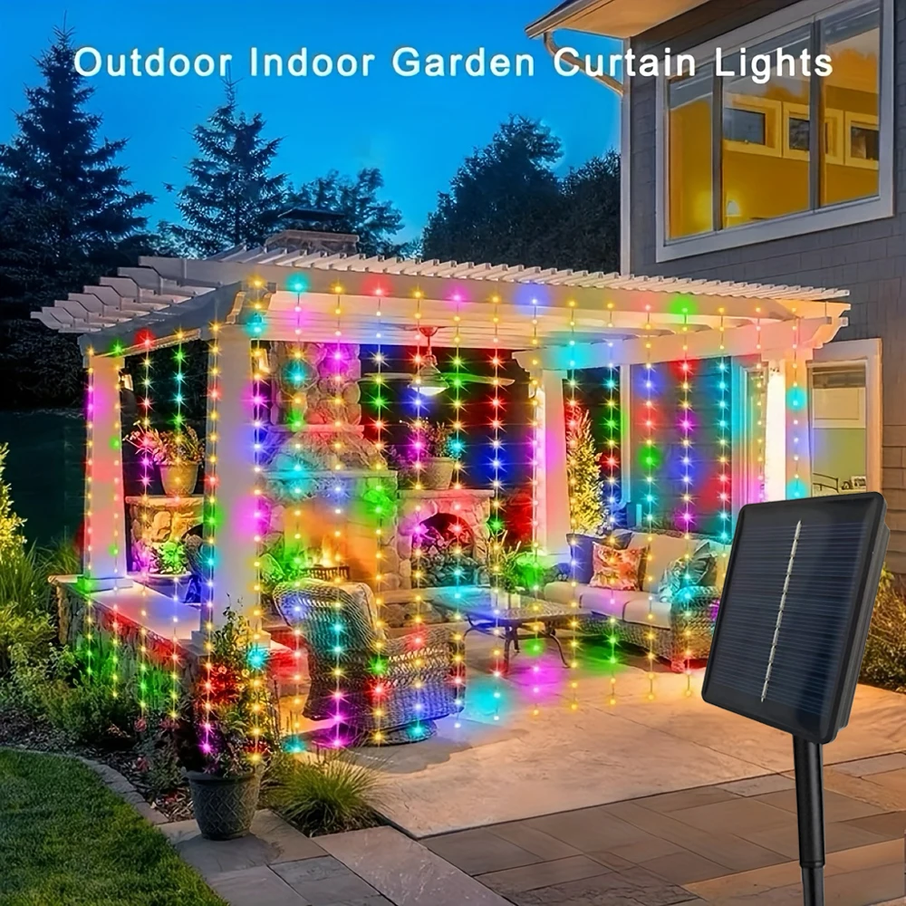 600/300/200/100led luzes de cortina solar ao ar livre luzes de fadas luzes led decorações de casamento de natal luzes da corda decoração do jardim