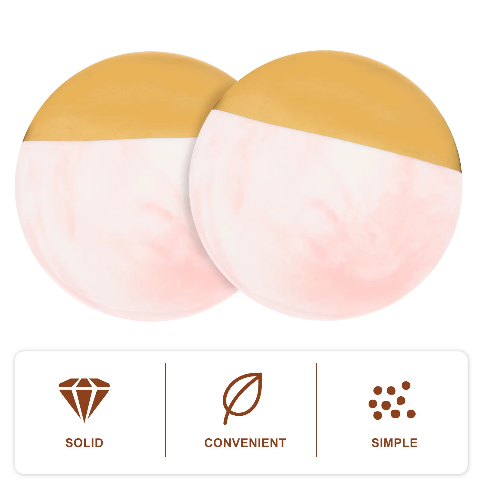 Marble Nail Art Tray with Gold-Plated Rim, Cork Bottom & Rounded Corners for Mixing and Photography