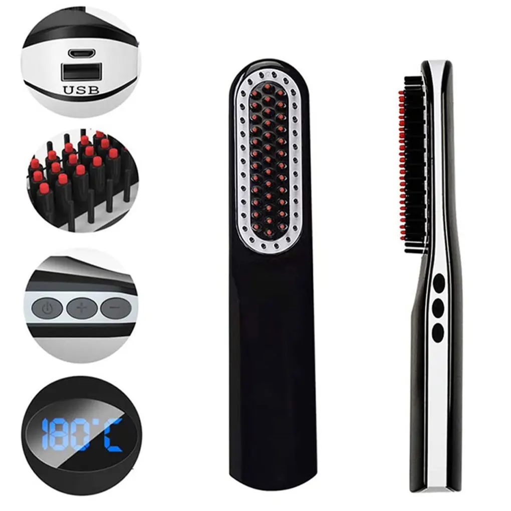 

Hair Straightener Comb No Harm To Hair Even Heating Wide Application PC Shell Straightener Brush