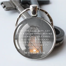 Bible Verse Keychain Jesus Said Quotes Glass Dome Car Keyring Scripture Key Chain Faith Jewelry Christian Gift