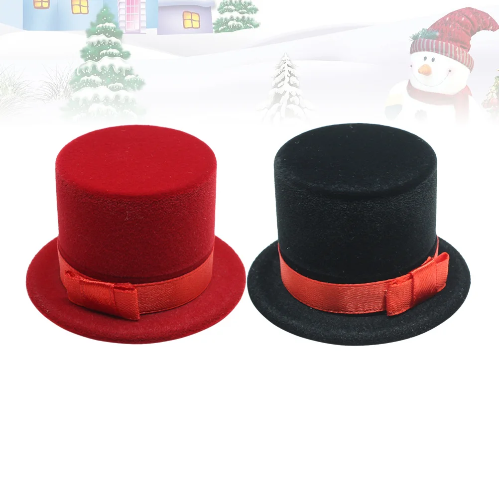 2 قطعة قبعة عيد الميلاد صناديق حلقة مجوهرات إبداعية منظم تخزين المحمولة هدية الحال بالنسبة قلادة سوار أقراط قلادة #3