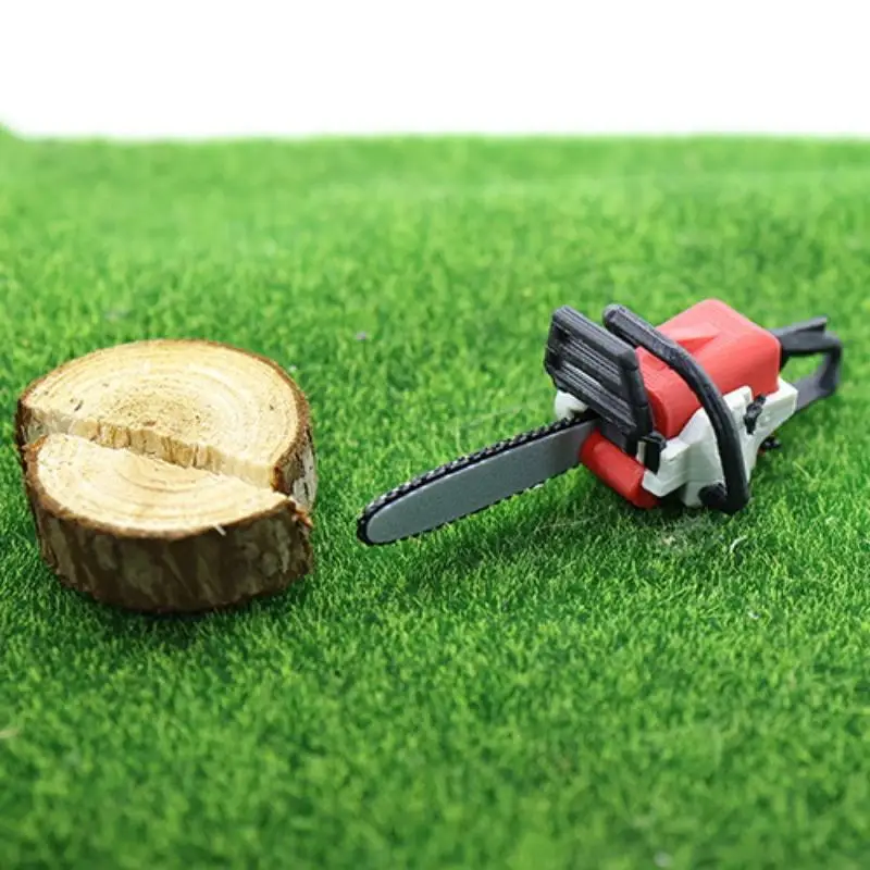 {H} 1Pcs Mini Furniture Dolls Play Home Toy 1/12 Scale Dollhouse Chainsaw Logging Wood Saw DIY Model Scene Decoration - view 6