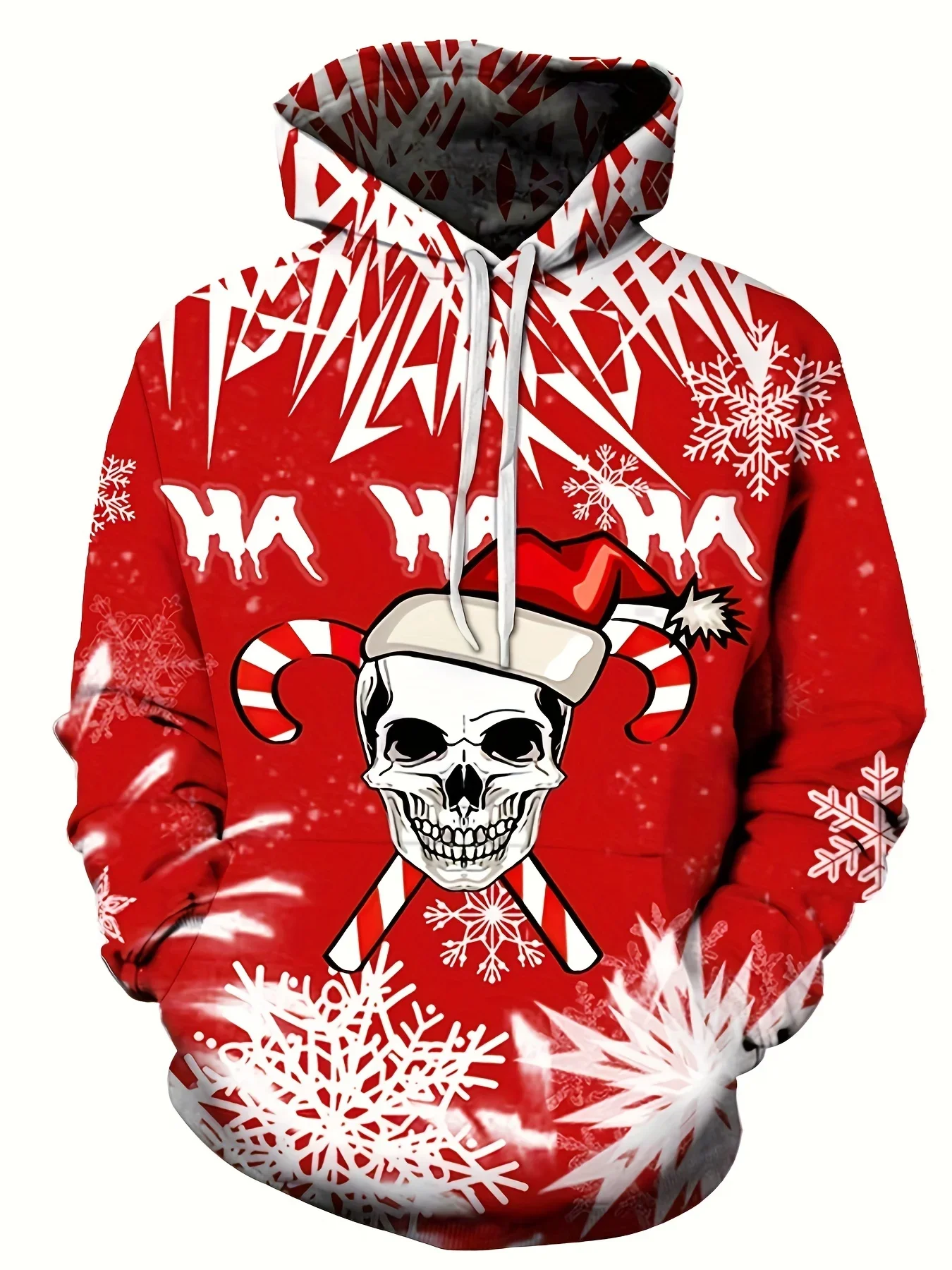 Men's Fashion3D Loose Christmas Skull Pattern Hoodie Casual Stretch Breathable Long Sleeve Hooded Sweatshirt Outdoor Activities