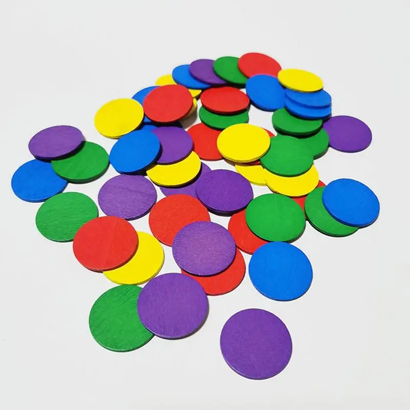 Pennarelli per bingo Chip Set da gioco rotondo in legno per matematica 50 pezzi Materiale didattico scolastico Giocattolo per lo sviluppo del cervello per le vacanze di compleanno