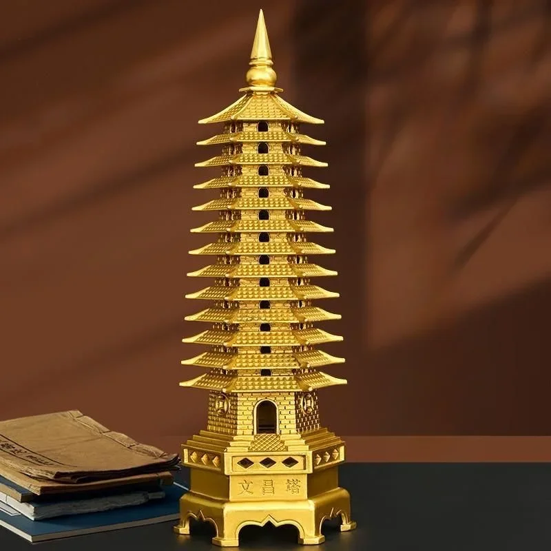 

Wenchang Tower ornament pure brass ninth floor thirteenth floor living room desk desk craftsmanship