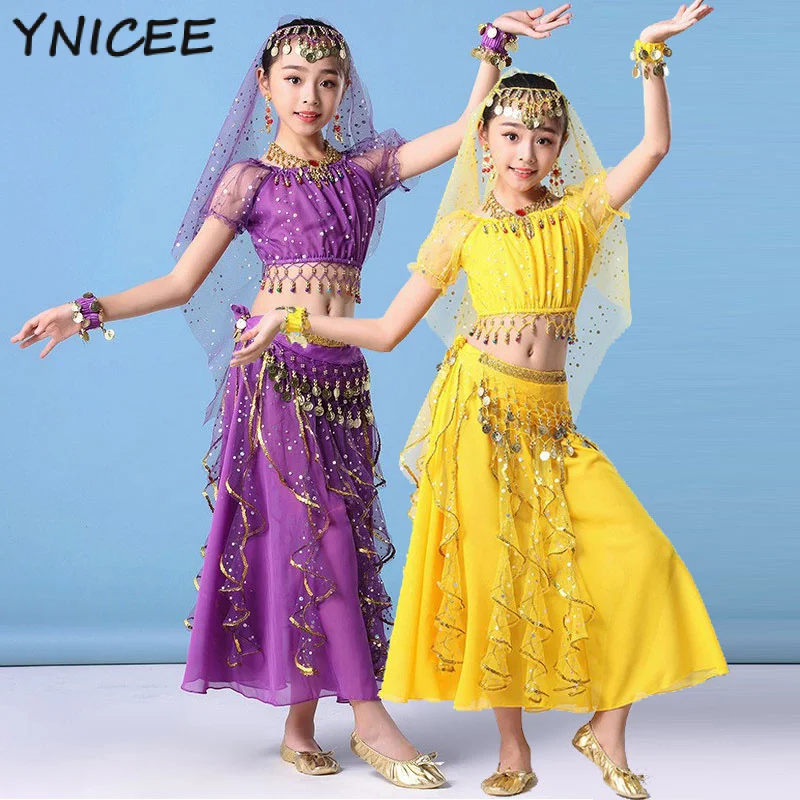 

Индийские костюмы для танца живота для девочек, комплект в арабском стиле на Хэллоуин, Жасмин, Болливуд, принцесса, косплей, костюм для выступлений, одежда богини