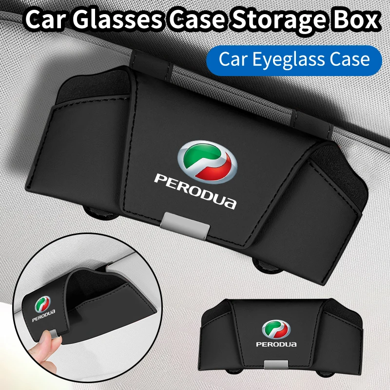 New Car Glasses Case Storage Box Leather Sun Visor Glasses Case For Perodua Myvi Axia Alza Kancil Rusa Kembara Kenari