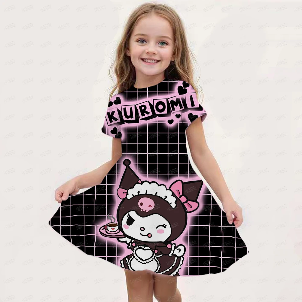 Miniso Cute Hello Kitty 3D Print Girls abito manica corta estate per bambini abbigliamento fresco gonna morbida camicia da notte per bambini regalo