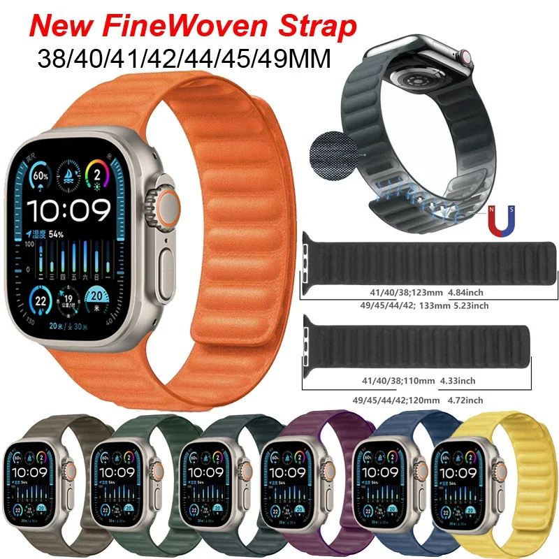 

New Finewoven Strap For Apple Watch Ultra 2 Band 49mm 9 8 7 45m 41mm Magnetic Chain Loop iWatch 6 5 4 se 44mm 40mm 42mm Bacelet