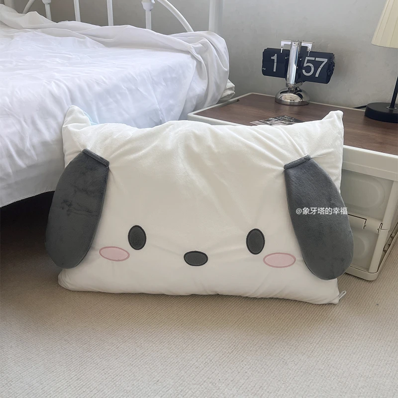 Sanrio Pochacco Plush Pillowcase Lovely Back Cushion Blanket Nap Pochacco Pillow Blanket Bedroom Dormitory Xmas Gift For Girl