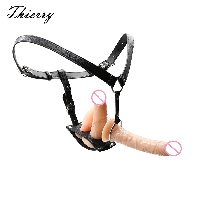 Thierry Lesbian Single Anal Plug Double Dildos Strap on, Harness Adujstable Position,Realistic Penis Strapon Sex Toys for Women