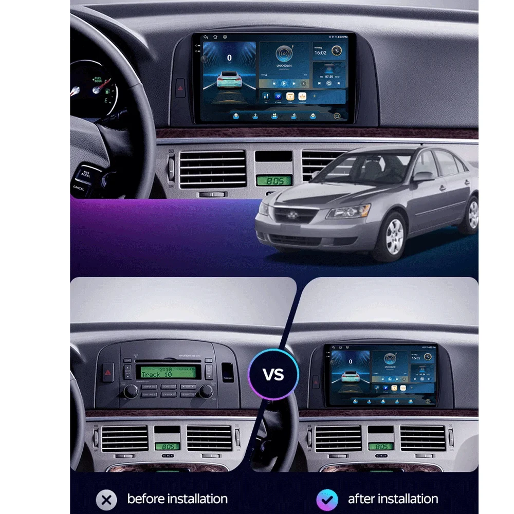Car Radio Android 16 WIFI+4G Carplay For Hyundai SONATA NF 2004 2005 2006 2007 2008 Multimedia Player GPS Navigation DSP 2din BT