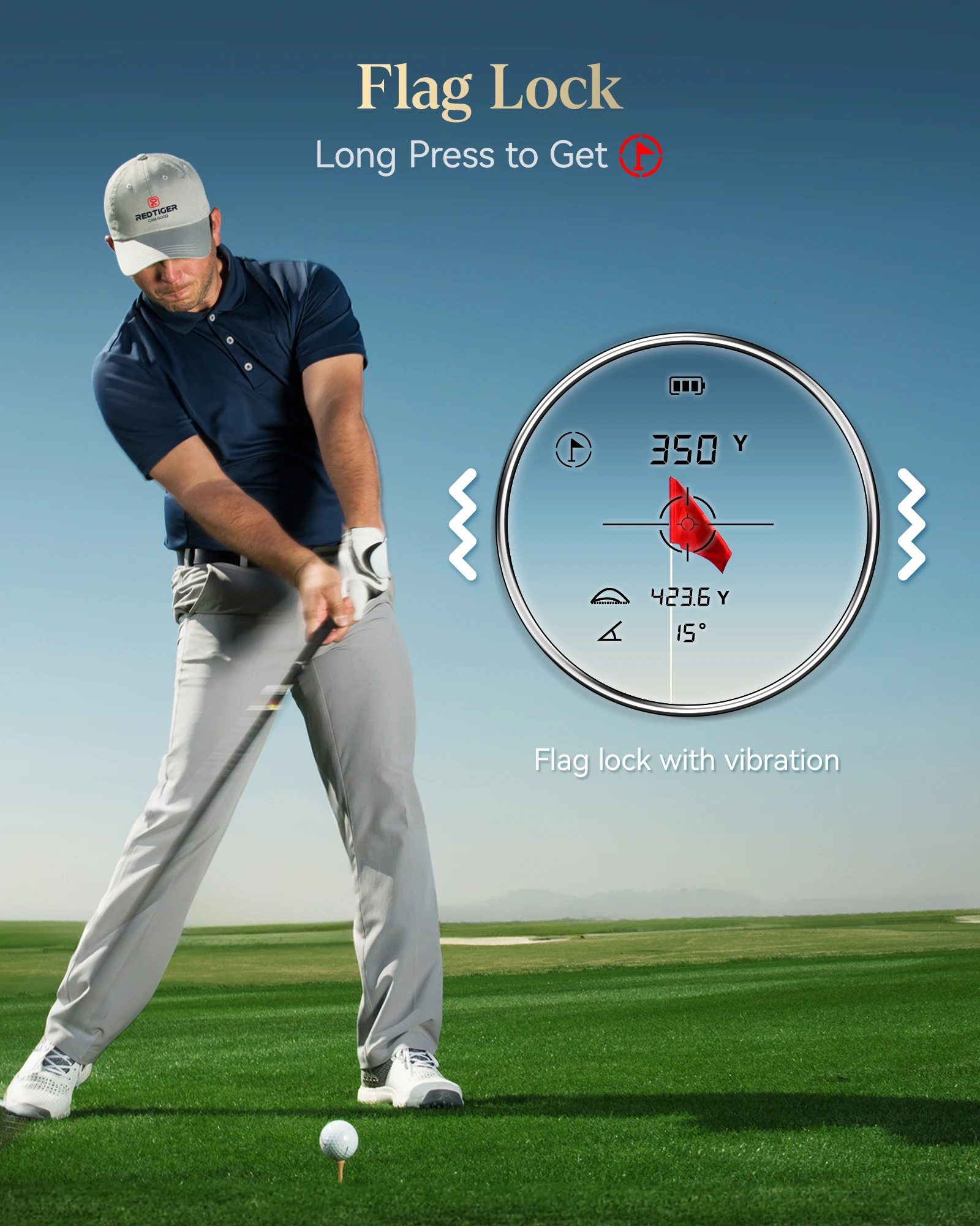 REDTIGER C016 Golf Rangefinder with Slope and Pin Lock Vibration Distance Meter with Rechargeable Battery Laser Range Finder