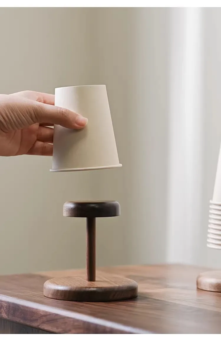 

Solid Walnut Disposable Cup Dispenser - Elegant Paper Cup Holder & Storage Rack for Home/Office