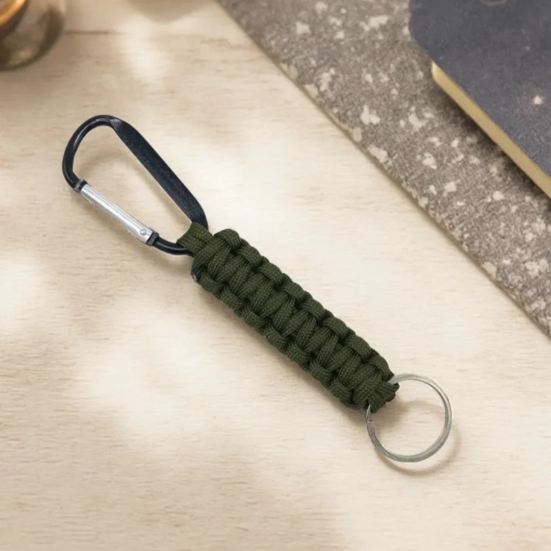 VOQ New Outdoor Survival Kit Parachute Cord Keychain Military Emergency Paracord Rope Carabiner for Keys Tensile Strength EDC
