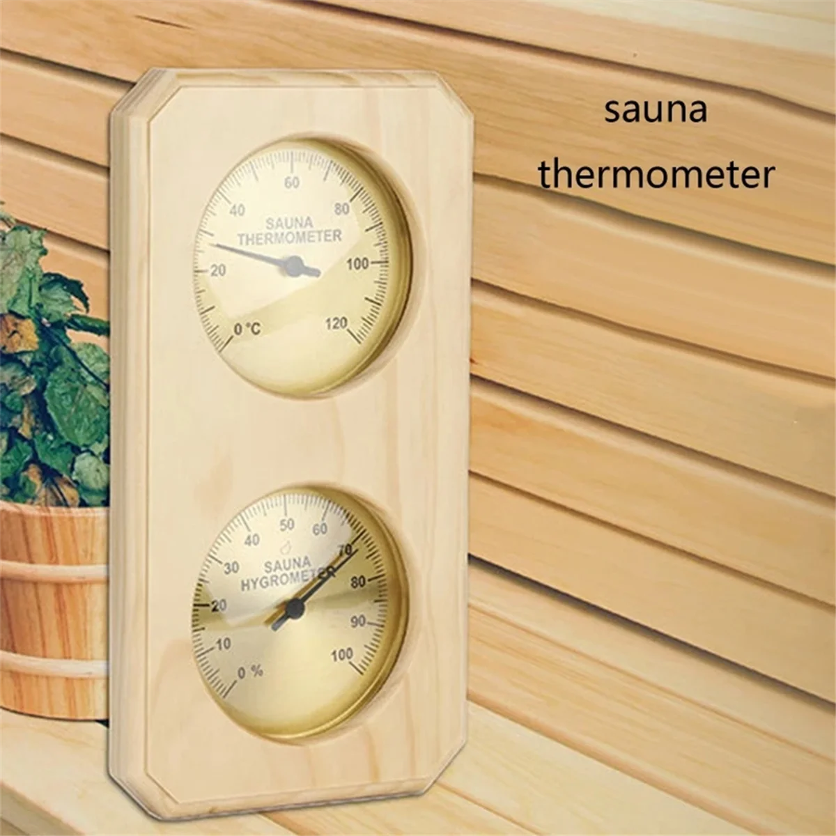 AD41-Sauna Termômetro 2 em 1 Sauna de Madeira Higrotermógrafo Interno Celsius Termômetro e Higrômetro para Hotel ou Sauna