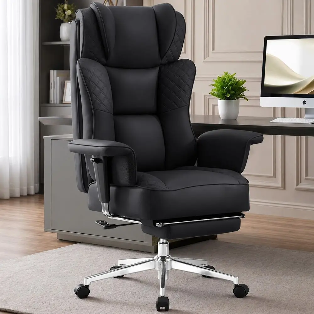 

Desk Chair, HighBack Big and Tall Leather Chair with Footrest, Ergonomic Reclining Computer Chairs, Comfy Executive Wide Chair