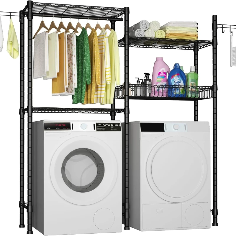 

Ulif Clothes Drying Rack, Over Washer and Dryer Laundry Room Bathroom Towel Storage Shelf, Space Saver with Adjustable Shelves,