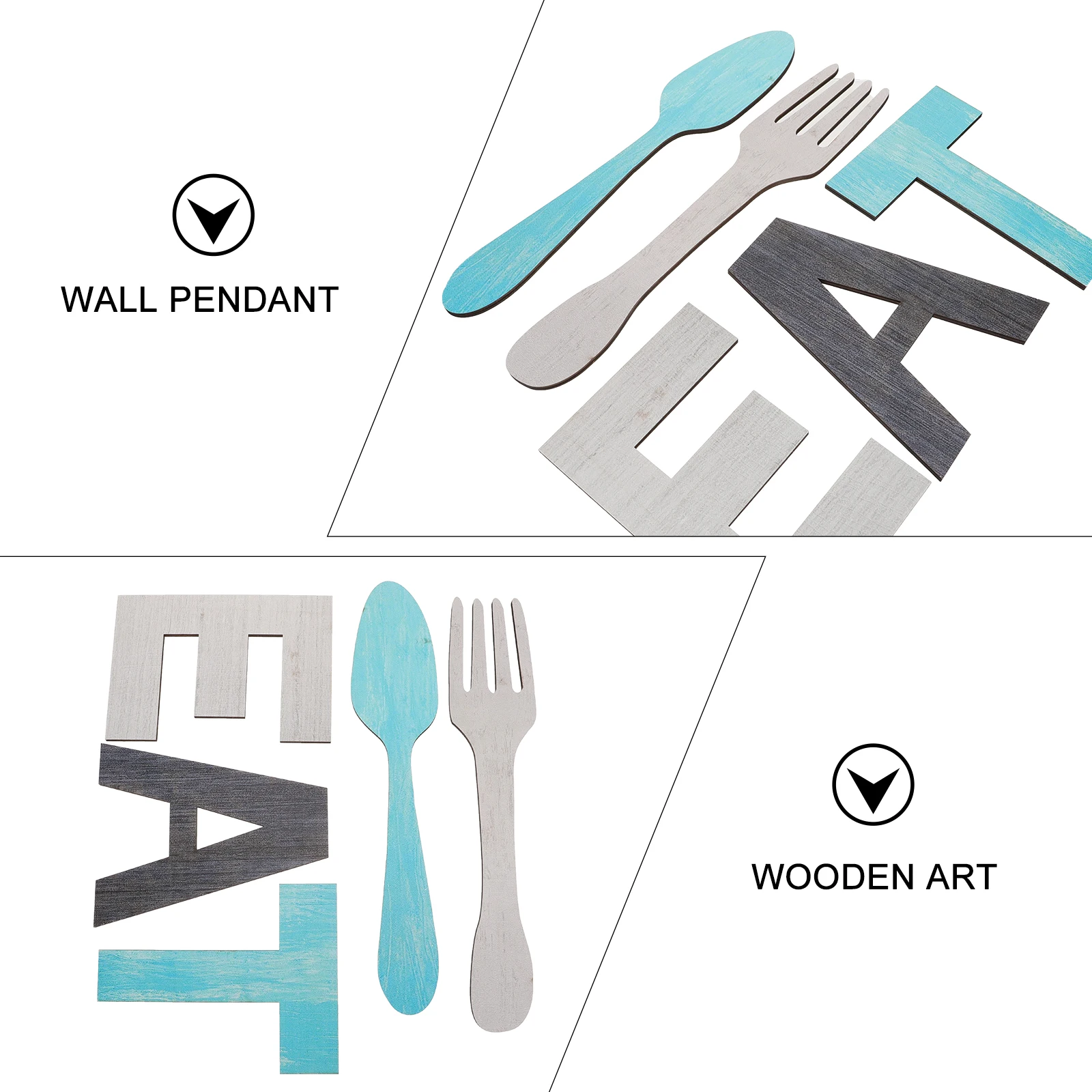

5pcs Wall-Mounted Wooden Decoration Wall Art Hanging Adornment For Garden Living Room Festival Gift Blue