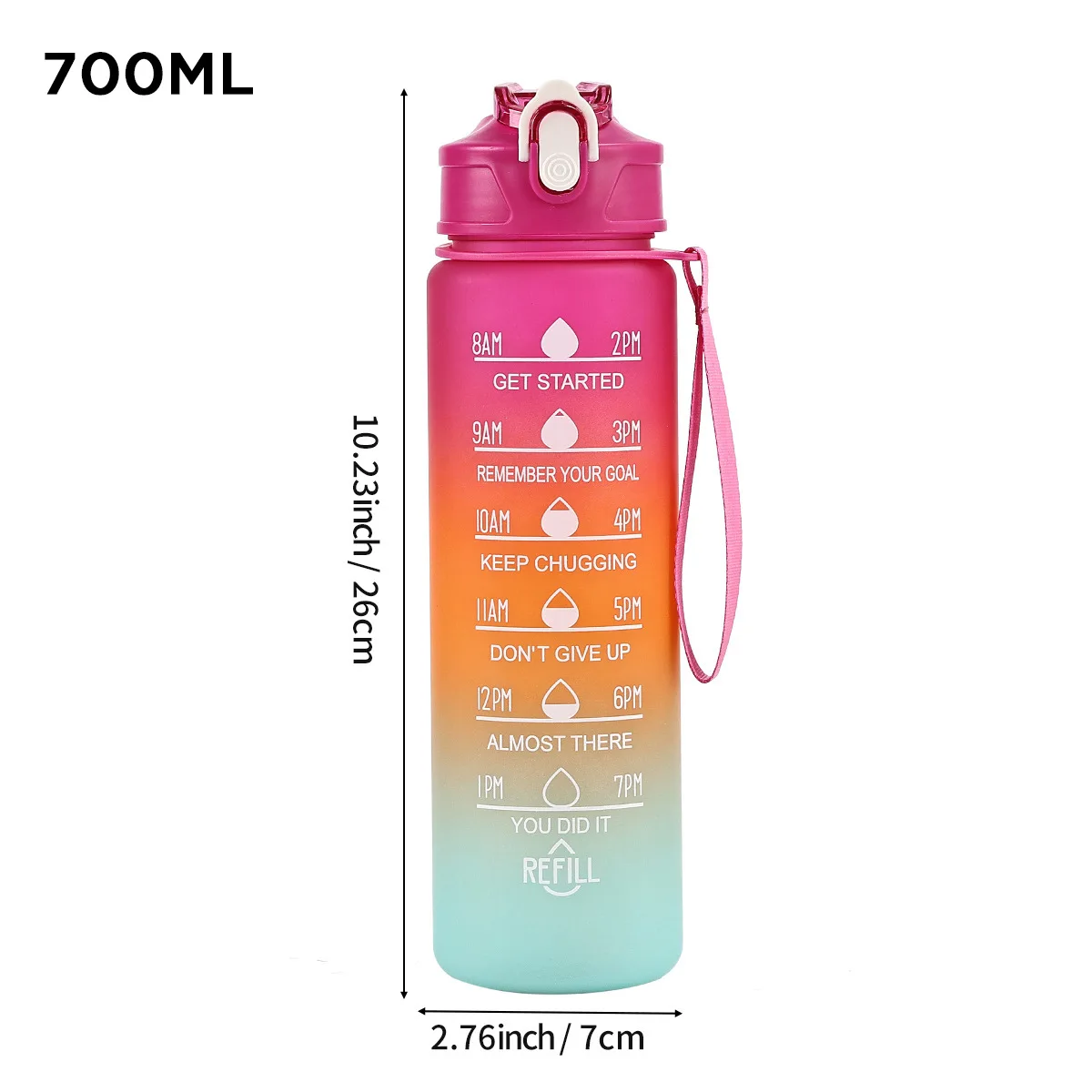 Plastic cup with straw Fashion atmosphere gradient color kettle Outdoor frosted 700ml sports kettle