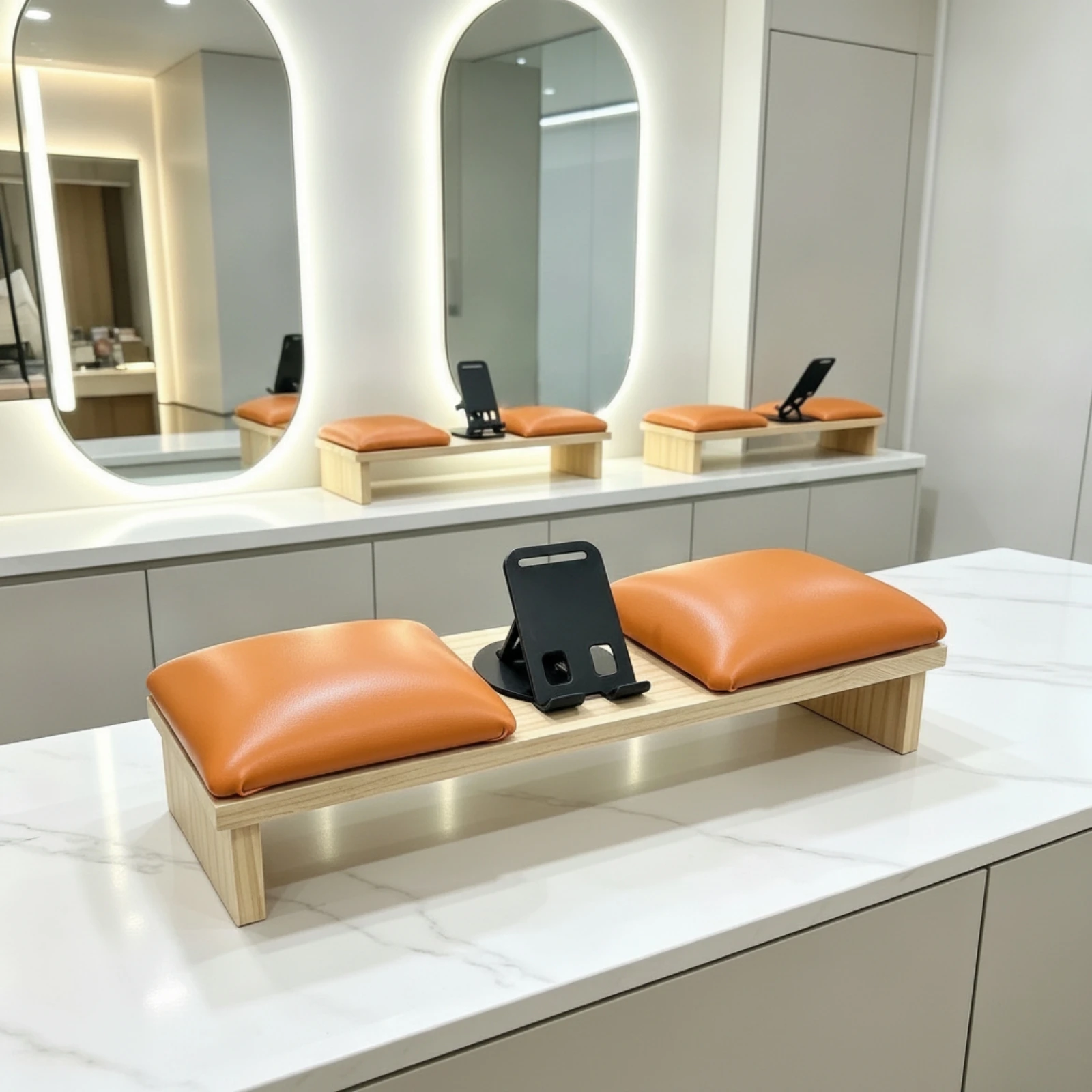 Manicure Hand Rest with Phone Holder Professional Nail Arm Rest with Phone Holder Furniture Wooden Handsunrestricted