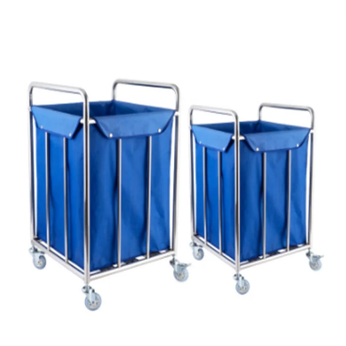 Medical Steel Powder Coated Waste Linen Trolley With Drawer Nursing Laundry Duty Carts For Hospital