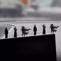6Pcs/set Mini Chinese Swordsman Figure Exquisite Ancient Car Statue Ornament Cartoon Swordsman Miniatures Interior Decor