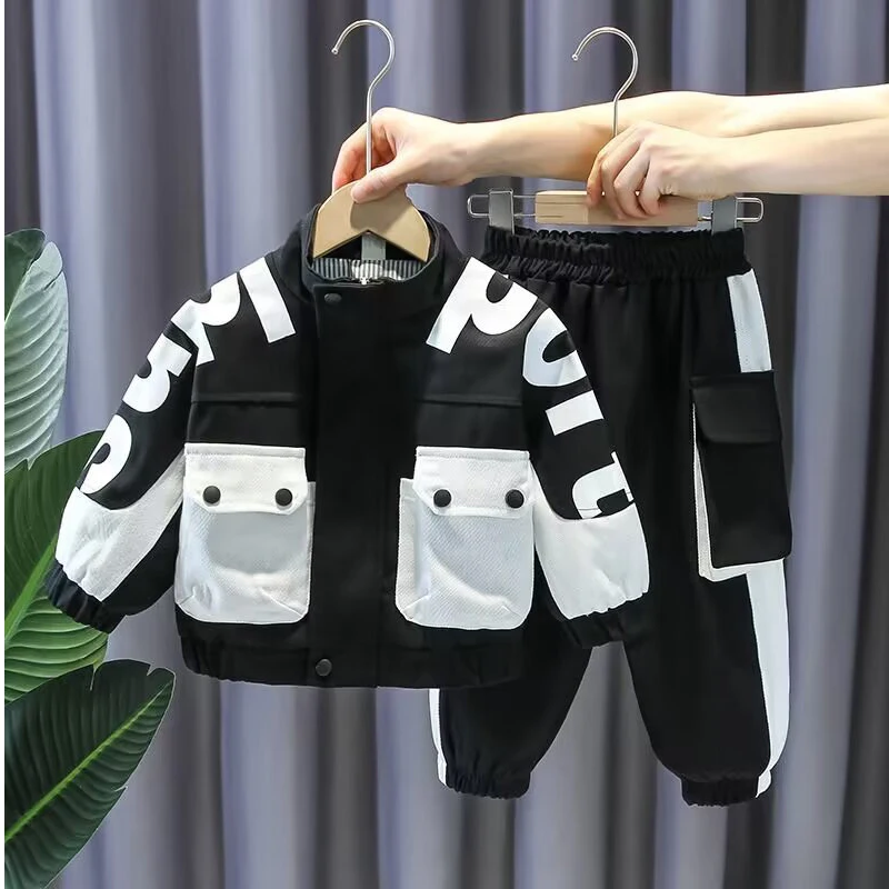 Hot Kid Tracksuit Boy Girl Clothing Set 2024 Spring Casual Long Sleeve Letter Zipper Outfit Infant Baby Clothes  2 3 4  5 6Years