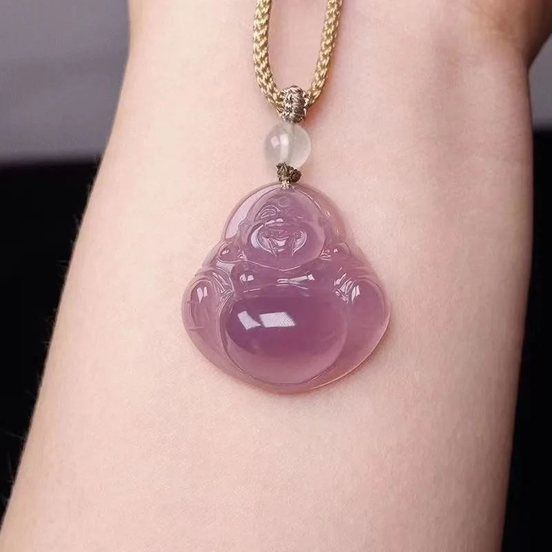 

Gao Bingbing фиолетовый агат халцедон Будда Майтрейи мужской и женский кулон, изысканное простое легкое роскошное ожерелье
