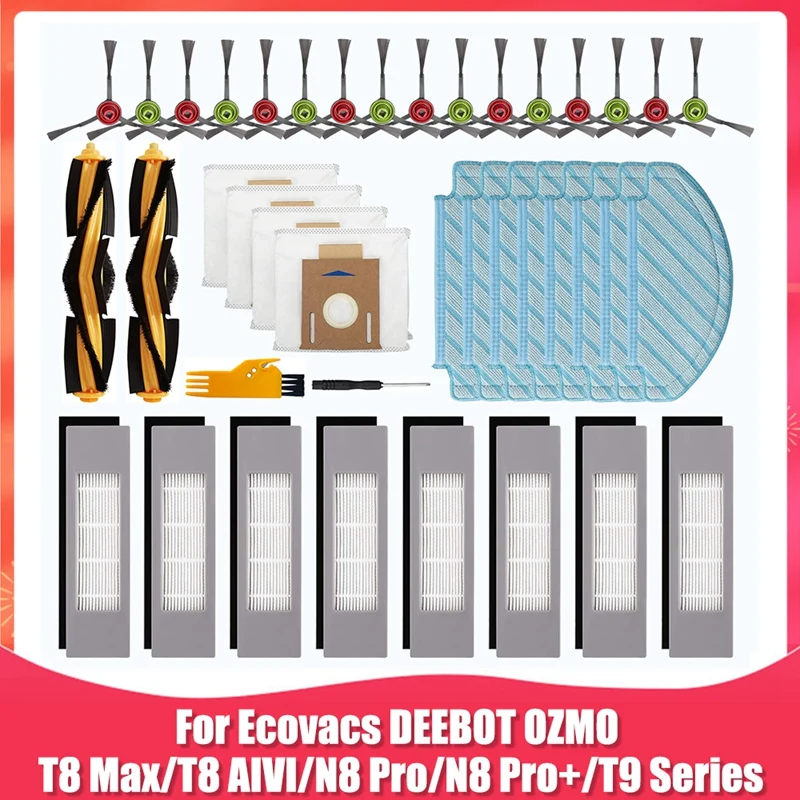 Replacement Parts Kit For Ecovacs DEEBOT OZMO T9 T8 Series T8 AIVI T8 Max N8 Pro N8 Pro+ Robot Vacuum Cleaner