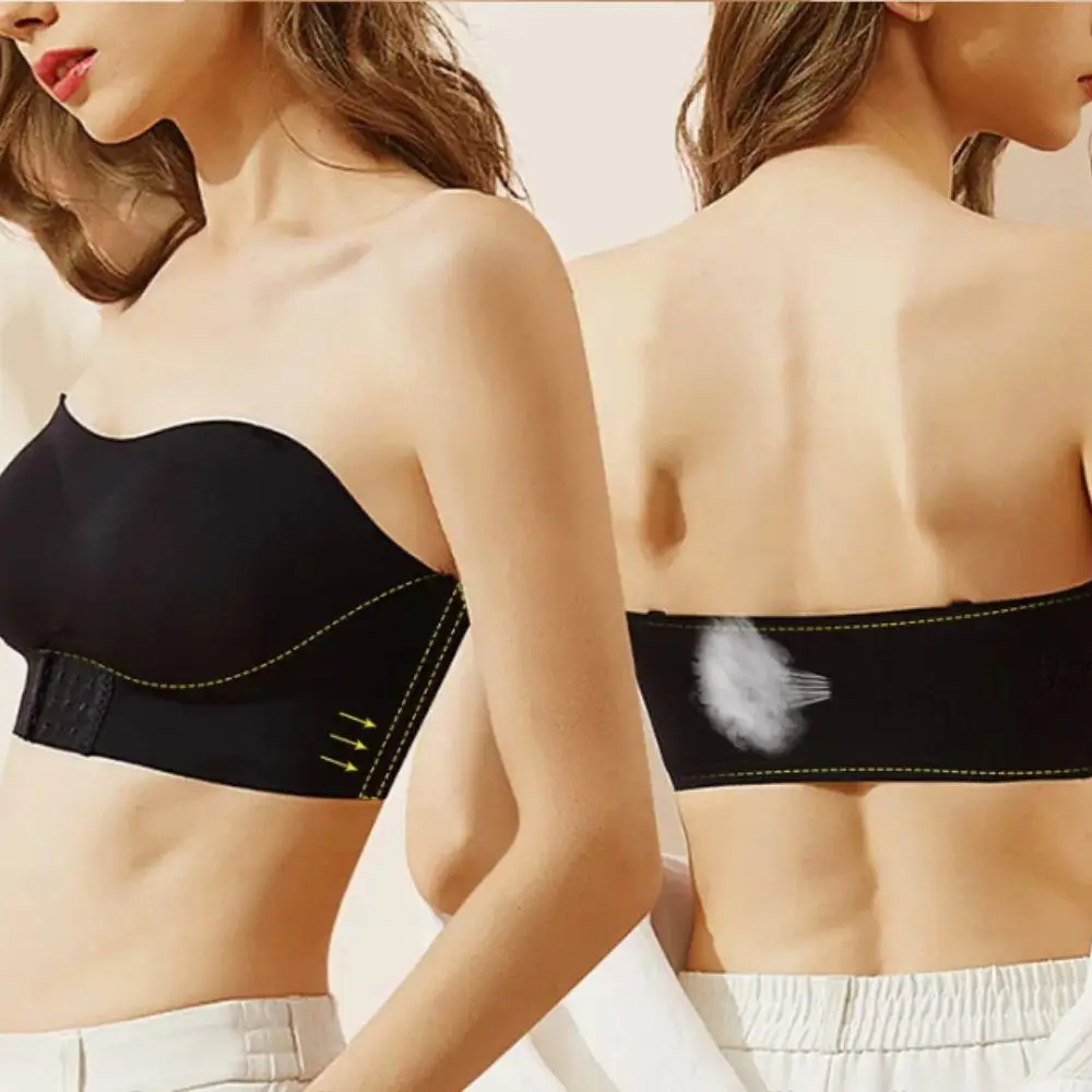 

Women's Strapless No Padding Seamless Front Button Bra Comfortable Smooth Underwear Sexy Lingerie Black White Skin Tube Tops Hot