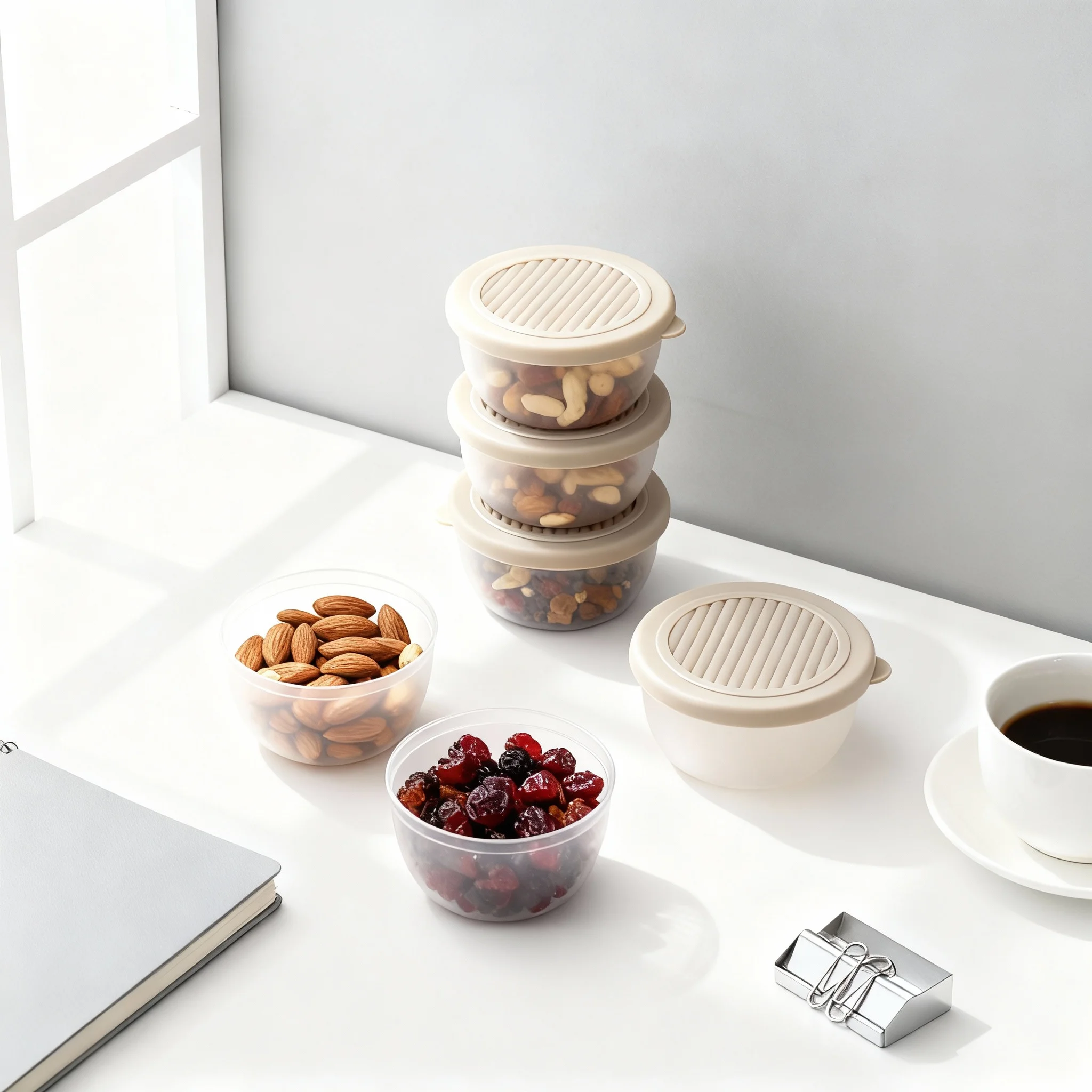 2/6 Stück Mini-Salatdressing-Behälter, tragbarer Outdoor-Plastiksaucenbecher mit Deckel, wiederverwendbare, auslaufsichere Aufbewahrungsbox für Nüsse und Snacks – Detail 6