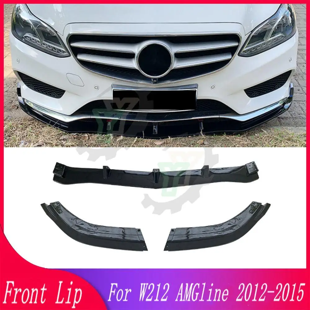 

3PCS Car Front Bumper Lip Spoiler Diffuser Detachable Body Kit Cover Guard For Mercedes W212 E-class Sports amgline 2012-2015